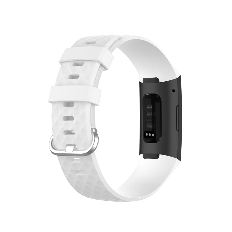18mm Silver Color Buckle TPU Wrist Strap Watch Band for Fitbit Charge 4 / Charge 3 / Charge 3 SE, Size: L(White) by bashfashion