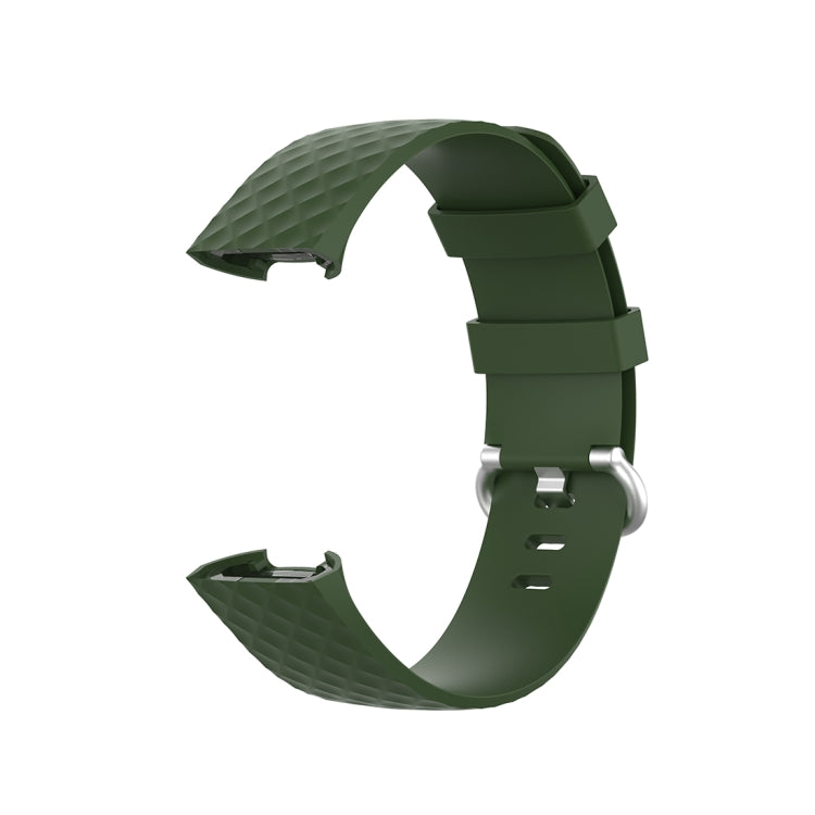 18mm Silver Color Buckle TPU Wrist Strap Watch Band for Fitbit Charge 4 / Charge 3 / Charge 3 SE, Size: L(Olive Green) by bashfashion
