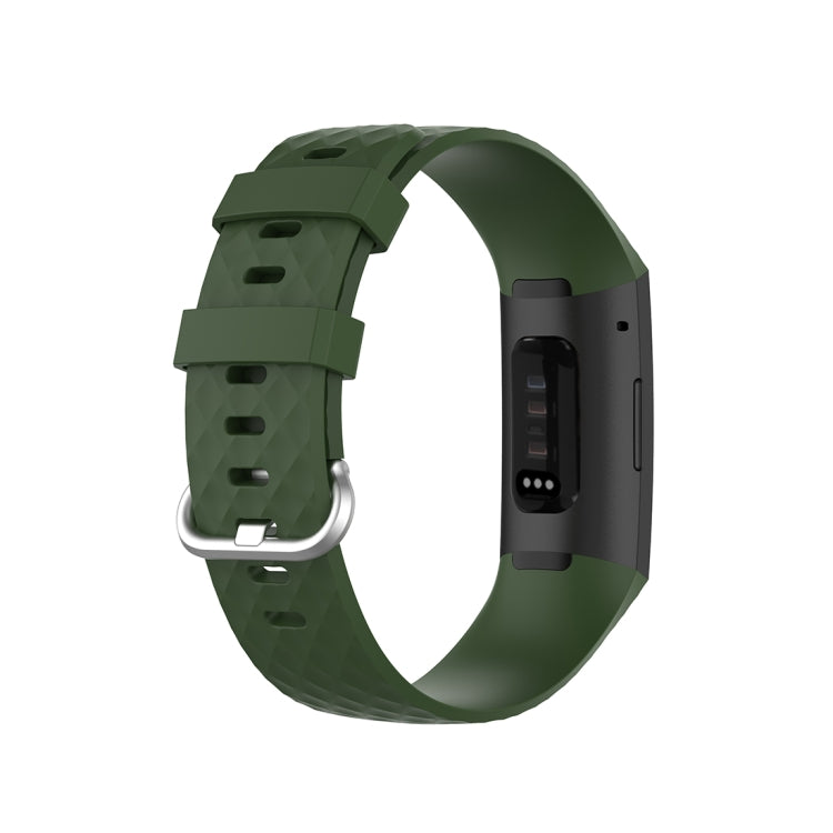 18mm Silver Color Buckle TPU Wrist Strap Watch Band for Fitbit Charge 4 / Charge 3 / Charge 3 SE, Size: L(Olive Green) by bashfashion