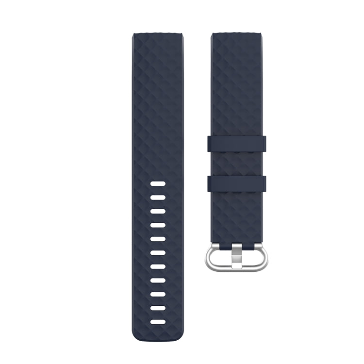 18mm Silver Color Buckle TPU Wrist Strap Watch Band for Fitbit Charge 4 / Charge 3 / Charge 3 SE, Size: L(Navy Blue) by bashfashion