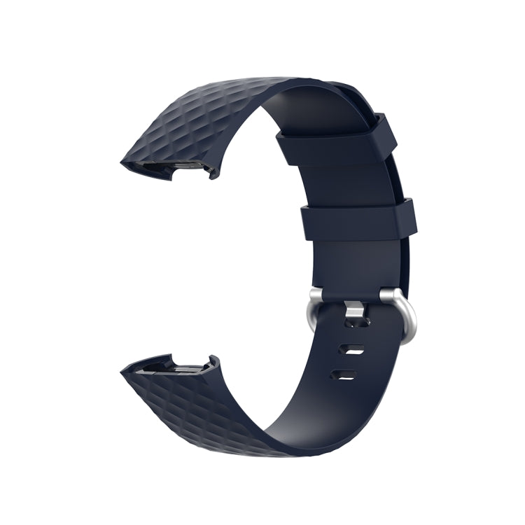 18mm Silver Color Buckle TPU Wrist Strap Watch Band for Fitbit Charge 4 / Charge 3 / Charge 3 SE, Size: L(Navy Blue) by bashfashion