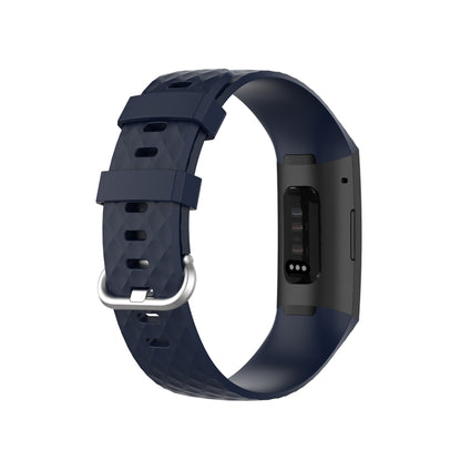 18mm Silver Color Buckle TPU Wrist Strap Watch Band for Fitbit Charge 4 / Charge 3 / Charge 3 SE, Size: L(Navy Blue) by bashfashion
