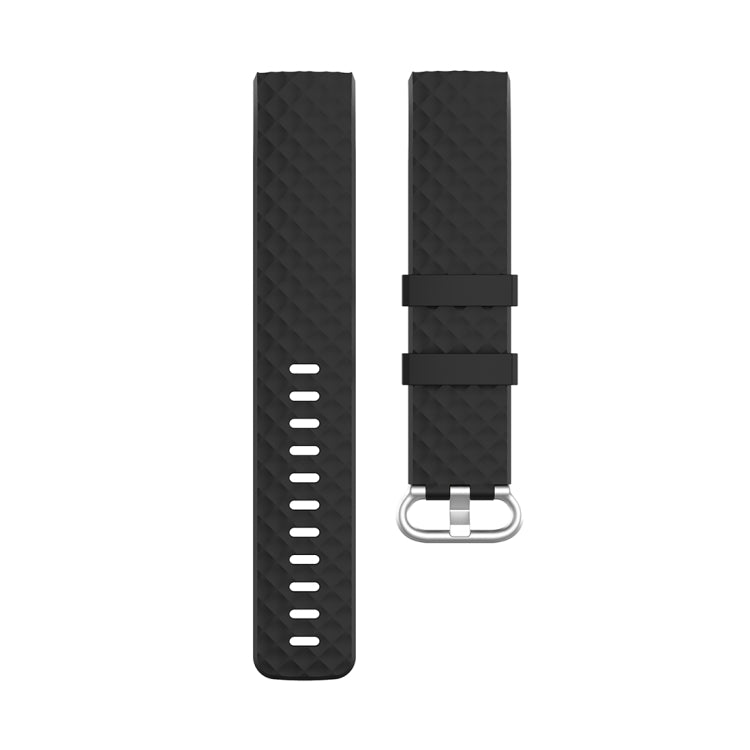 18mm Silver Color Buckle TPU Wrist Strap Watch Band for Fitbit Charge 4 / Charge 3 / Charge 3 SE, Size: L(Black) by bashfashion
