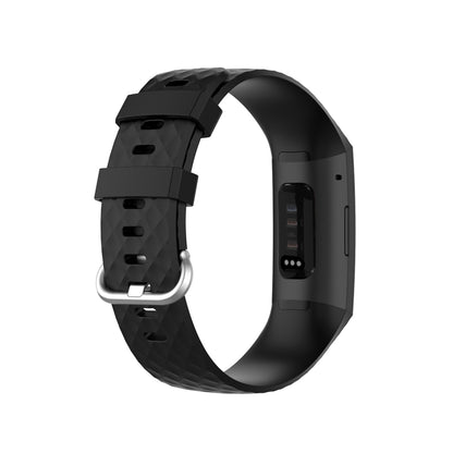 18mm Silver Color Buckle TPU Wrist Strap Watch Band for Fitbit Charge 4 / Charge 3 / Charge 3 SE, Size: L(Black) by bashfashion