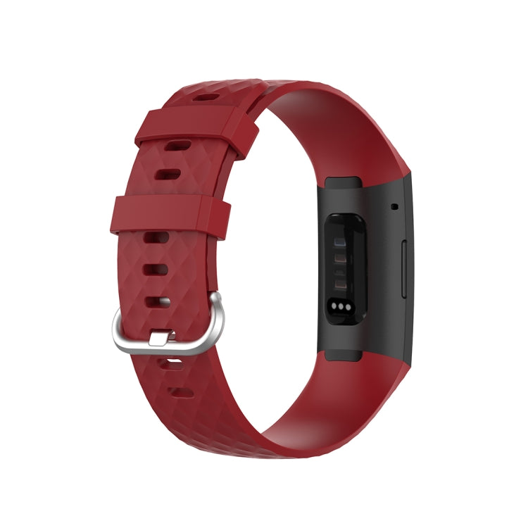 18mm Silver Color Buckle TPU Wrist Strap Watch Band for Fitbit Charge 4 / Charge 3 / Charge 3 SE, Size: L(Red) by bashfashion
