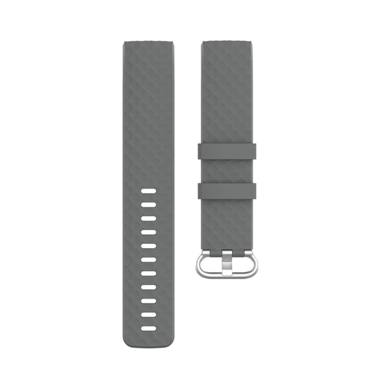 18mm Silver Color Buckle TPU Wrist Strap Watch Band for Fitbit Charge 4 / Charge 3 / Charge 3 SE, Size: L(Grey) by bashfashion