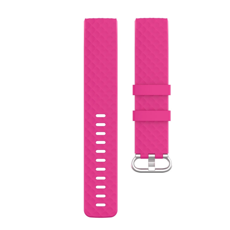 18mm Silver Color Buckle TPU Wrist Strap Watch Band for Fitbit Charge 4 / Charge 3 / Charge 3 SE, Size: L(Rose Red) by bashfashion