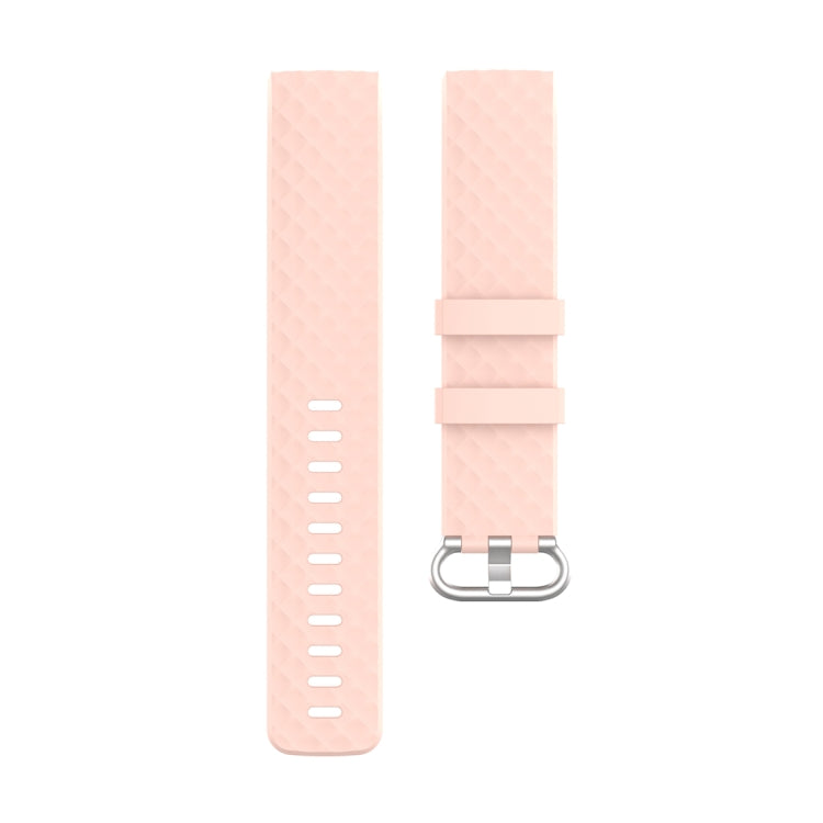 18mm Silver Color Buckle TPU Wrist Strap Watch Band for Fitbit Charge 4 / Charge 3 / Charge 3 SE, Size: L(Light Pink) by bashfashion