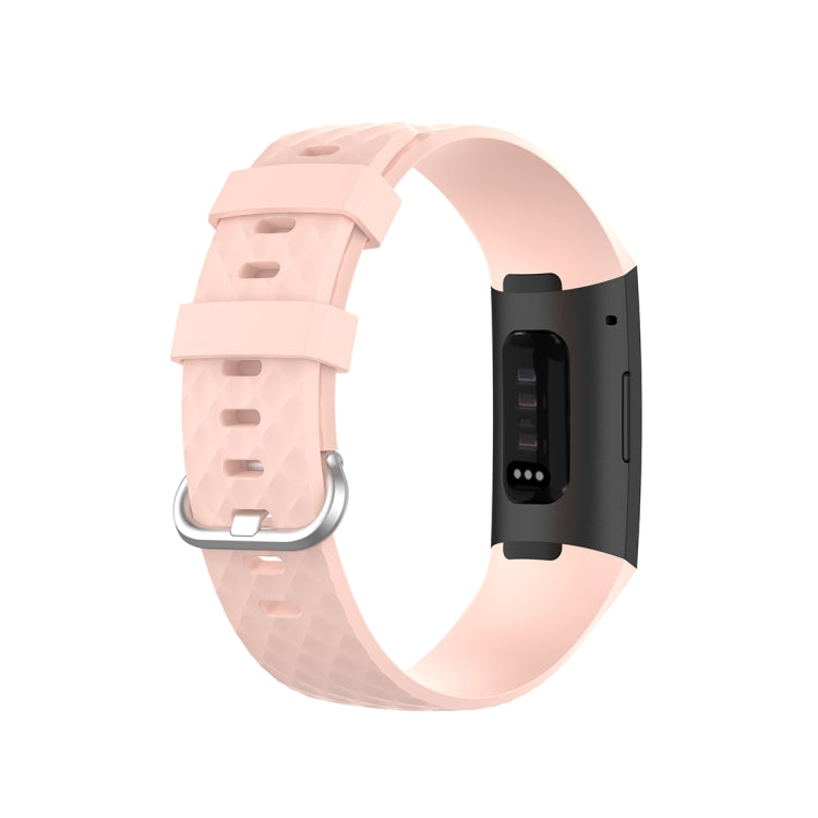 18mm Silver Color Buckle TPU Wrist Strap Watch Band for Fitbit Charge 4 / Charge 3 / Charge 3 SE, Size: L(Light Pink) by bashfashion