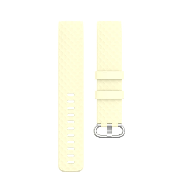 18mm Silver Color Buckle TPU Wrist Strap Watch Band for Fitbit Charge 4 / Charge 3 / Charge 3 SE, Size: L(Light Yellow) by bashfashion