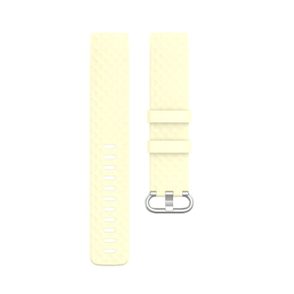 18mm Silver Color Buckle TPU Wrist Strap Watch Band for Fitbit Charge 4 / Charge 3 / Charge 3 SE, Size: L(Light Yellow) by bashfashion
