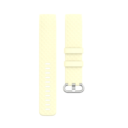 18mm Silver Color Buckle TPU Wrist Strap Watch Band for Fitbit Charge 4 / Charge 3 / Charge 3 SE, Size: L(Light Yellow) by bashfashion