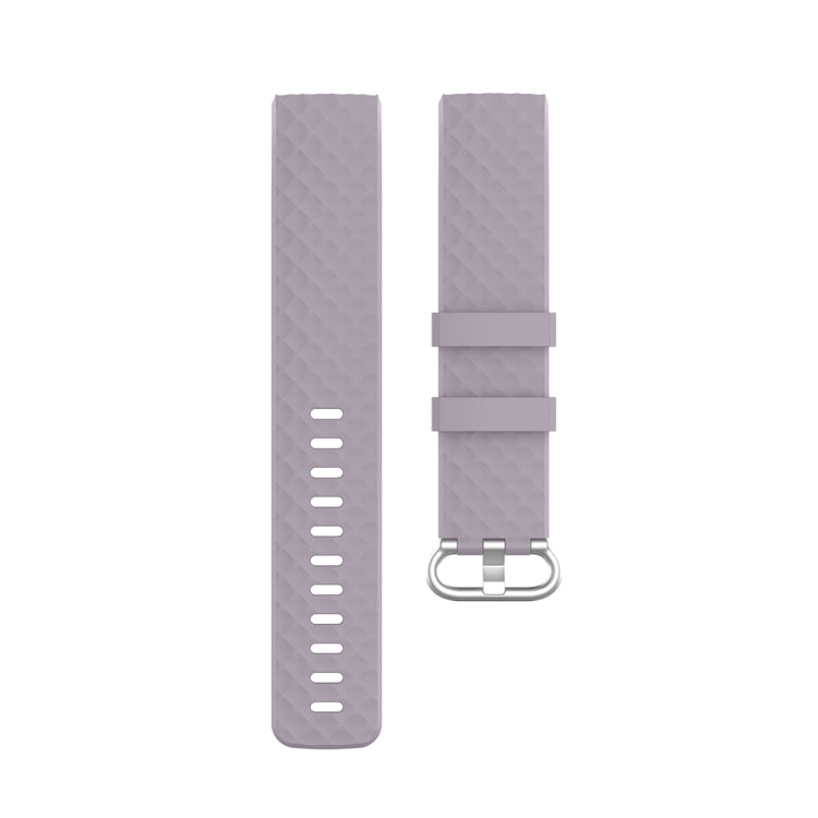 18mm Silver Color Buckle TPU Wrist Strap Watch Band for Fitbit Charge 4 / Charge 3 / Charge 3 SE, Size: L(Light Purple) by bashfashion