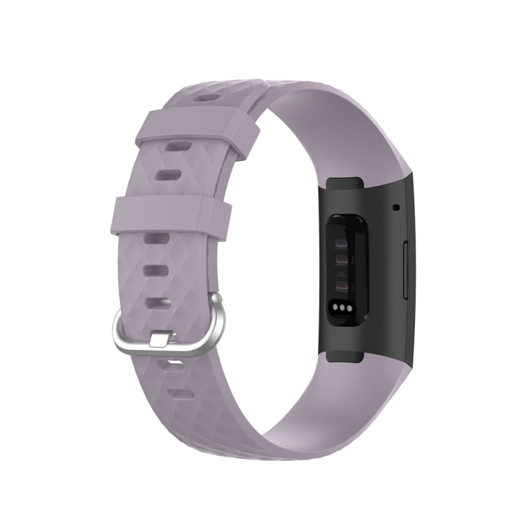 18mm Silver Color Buckle TPU Wrist Strap Watch Band for Fitbit Charge 4 / Charge 3 / Charge 3 SE, Size: L(Light Purple) by bashfashion
