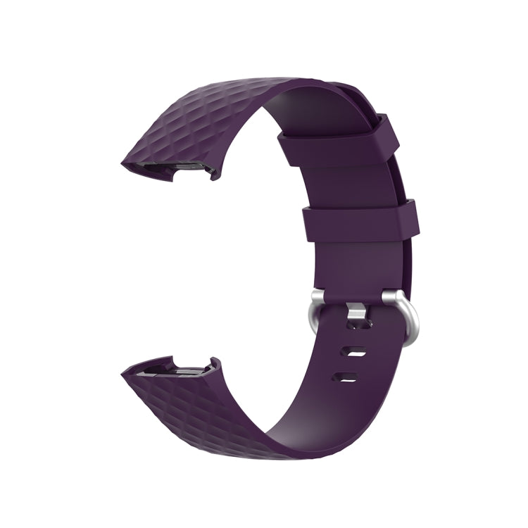 18mm Silver Color Buckle TPU Wrist Strap Watch Band for Fitbit Charge 4 / Charge 3 / Charge 3 SE, Size: L(Dark Purple) by bashfashion
