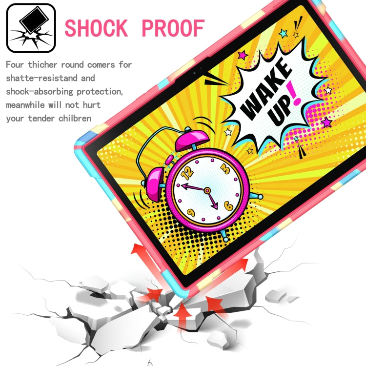 For Samsung Galaxy Tab A8 10.5 2021 Silicone + PC Bracelet Holder Tablet Case(Camouflage + Rose Red) by bashfashion