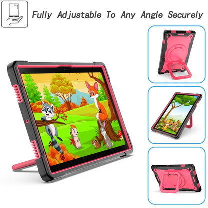 For Samsung Galaxy Tab A8 10.5 2021 Silicone + PC Bracelet Holder Tablet Case(Black + Rose Red) by bashfashion