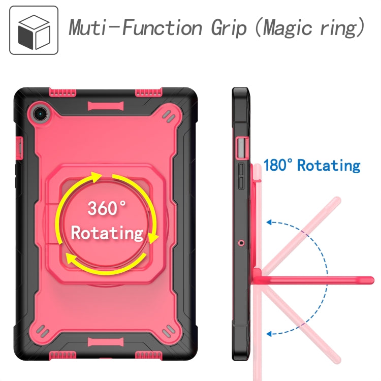 For Samsung Galaxy Tab A8 10.5 2021 Silicone + PC Bracelet Holder Tablet Case(Black + Rose Red) by bashfashion