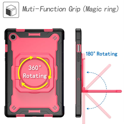 For Samsung Galaxy Tab A8 10.5 2021 Silicone + PC Bracelet Holder Tablet Case(Black + Rose Red) by bashfashion