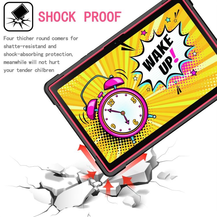 For Samsung Galaxy Tab A8 10.5 2021 Silicone + PC Bracelet Holder Tablet Case(Black + Rose Red) by bashfashion