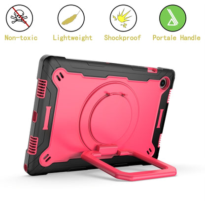 For Samsung Galaxy Tab A8 10.5 2021 Silicone + PC Bracelet Holder Tablet Case(Black + Rose Red) by bashfashion