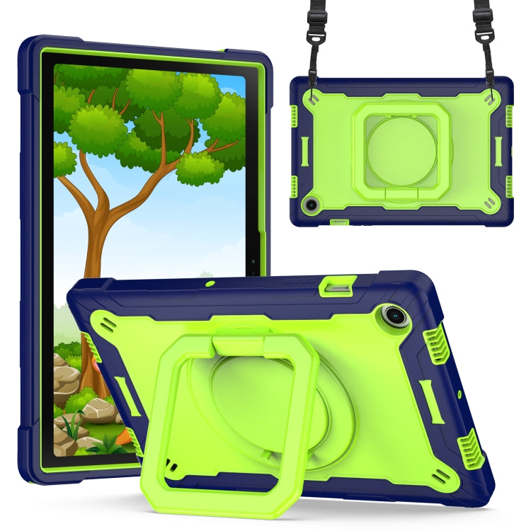 For Samsung Galaxy Tab A8 10.5 2021 Silicone + PC Bracelet Holder Tablet Case(Navy Blue + Yellow Green) by bashfashion