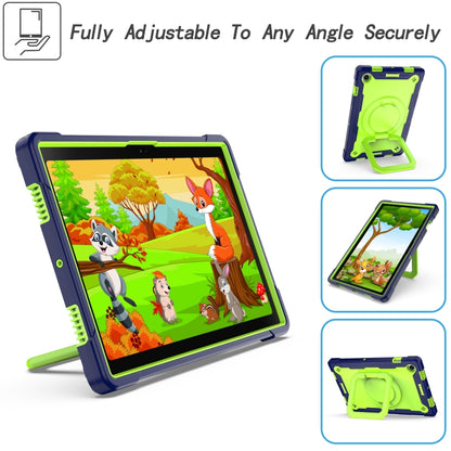 For Samsung Galaxy Tab A8 10.5 2021 Silicone + PC Bracelet Holder Tablet Case(Navy Blue + Yellow Green) by bashfashion