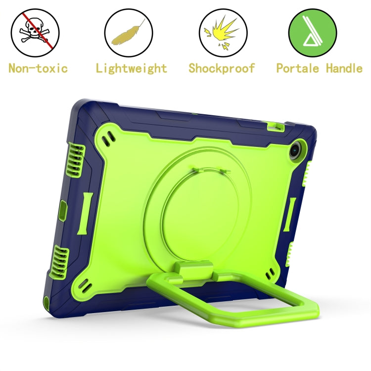 For Samsung Galaxy Tab A8 10.5 2021 Silicone + PC Bracelet Holder Tablet Case(Navy Blue + Yellow Green) by bashfashion