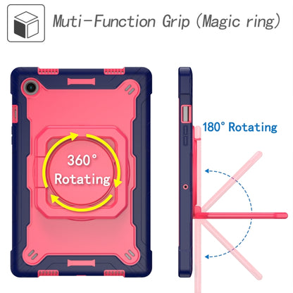 For Samsung Galaxy Tab A8 10.5 2021 Silicone + PC Bracelet Holder Tablet Case(Navy Blue + Rose Red) by bashfashion