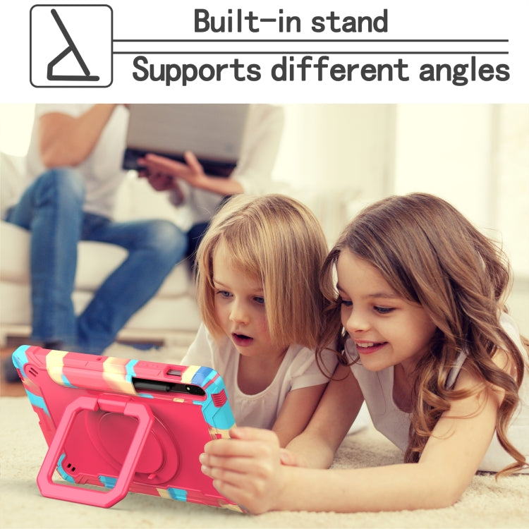 For Samsung Galaxy Tab S7 / S8 Silicone + PC Bracelet Holder Tablet Case(Camouflage + Rose Red) by bashfashion