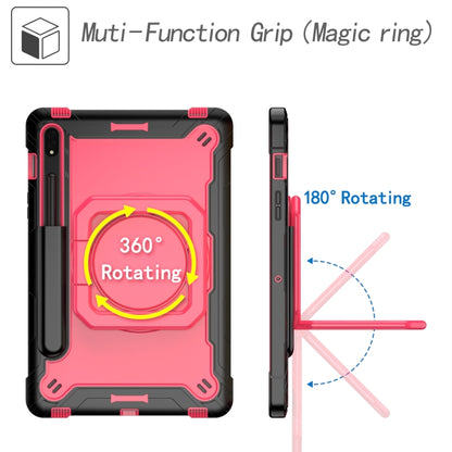 For Samsung Galaxy Tab S7 / S8 Silicone + PC Bracelet Holder Tablet Case(Black + Rose Red) by bashfashion