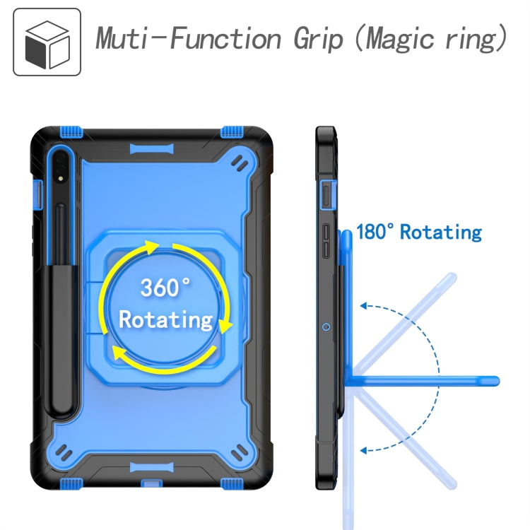 For Samsung Galaxy Tab S7 / S8 Silicone + PC Bracelet Holder Tablet Case(Black + Blue) by bashfashion