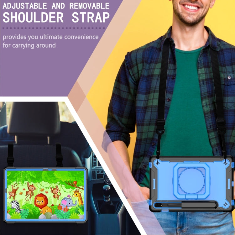 For Samsung Galaxy Tab S7 / S8 Silicone + PC Bracelet Holder Tablet Case(Black + Blue) by bashfashion