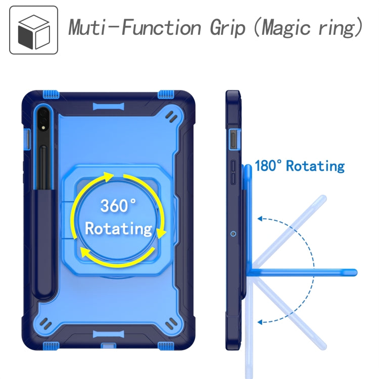 For Samsung Galaxy Tab S7 / S8 Silicone + PC Bracelet Holder Tablet Case(Navy Blue + Blue) by bashfashion