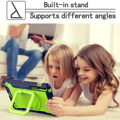 For Samsung Galaxy Tab S7 / S8 Silicone + PC Bracelet Holder Tablet Case(Navy Blue + Yellow Green) by bashfashion