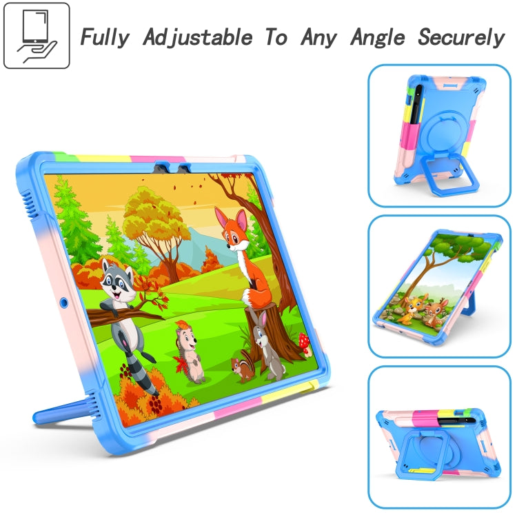 For Samsung Galaxy Tab S7 / S8 Silicone + PC Bracelet Holder Tablet Case(Camouflage + Blue) by bashfashion