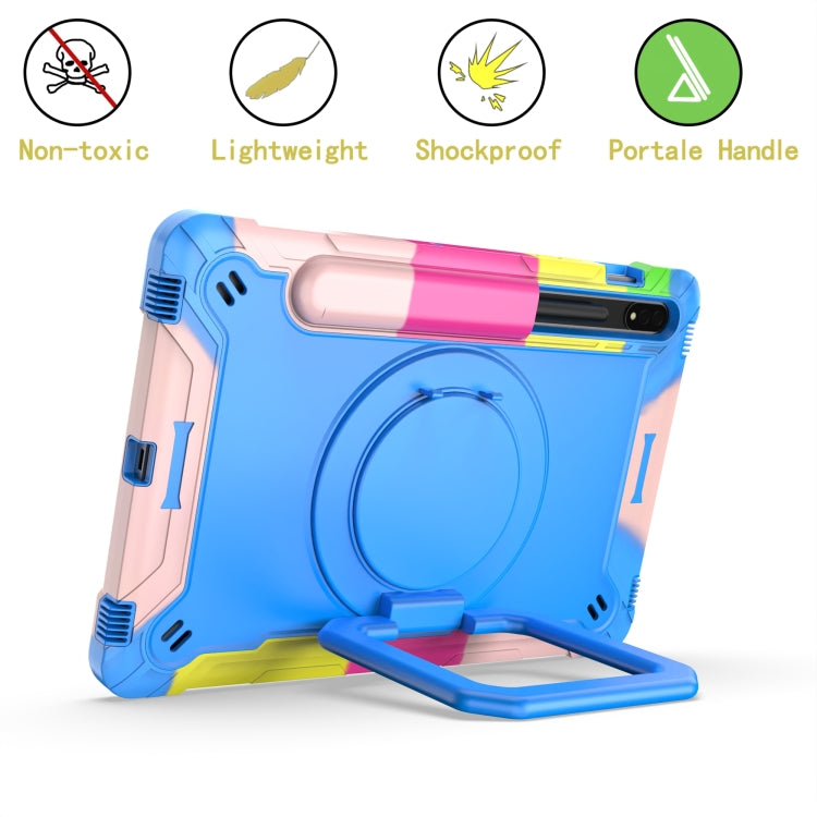 For Samsung Galaxy Tab S7 / S8 Silicone + PC Bracelet Holder Tablet Case(Camouflage + Blue) by bashfashion