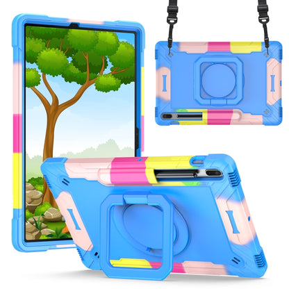 For Samsung Galaxy Tab S7+ / S8+ / S7 FE Silicone + PC Bracelet Holder Tablet Case(Camouflage + Blue) by bashfashion