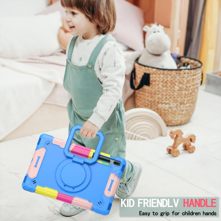 For Samsung Galaxy Tab S7+ / S8+ / S7 FE Silicone + PC Bracelet Holder Tablet Case(Camouflage + Blue) by bashfashion