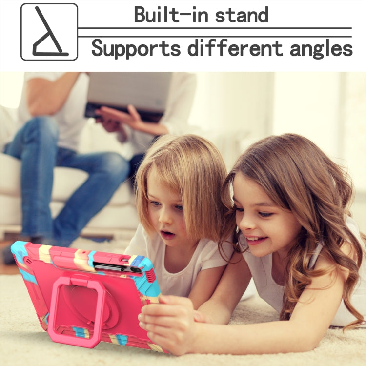 For Samsung Galaxy Tab S7+ / S8+ / S7 FE Silicone + PC Bracelet Holder Tablet Case(Camouflage + Rose Red) by bashfashion