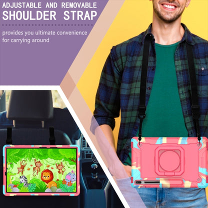 For Samsung Galaxy Tab S7+ / S8+ / S7 FE Silicone + PC Bracelet Holder Tablet Case(Camouflage + Rose Red) by bashfashion