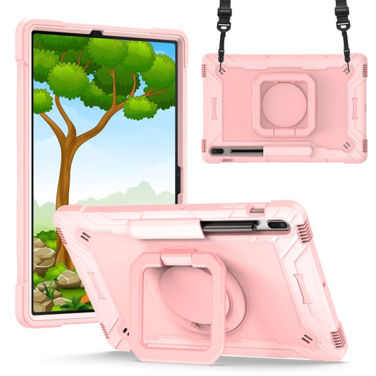 For Samsung Galaxy Tab S7+ / S8+ / S7 FE Silicone + PC Bracelet Holder Tablet Case(Rose Gold) by bashfashion