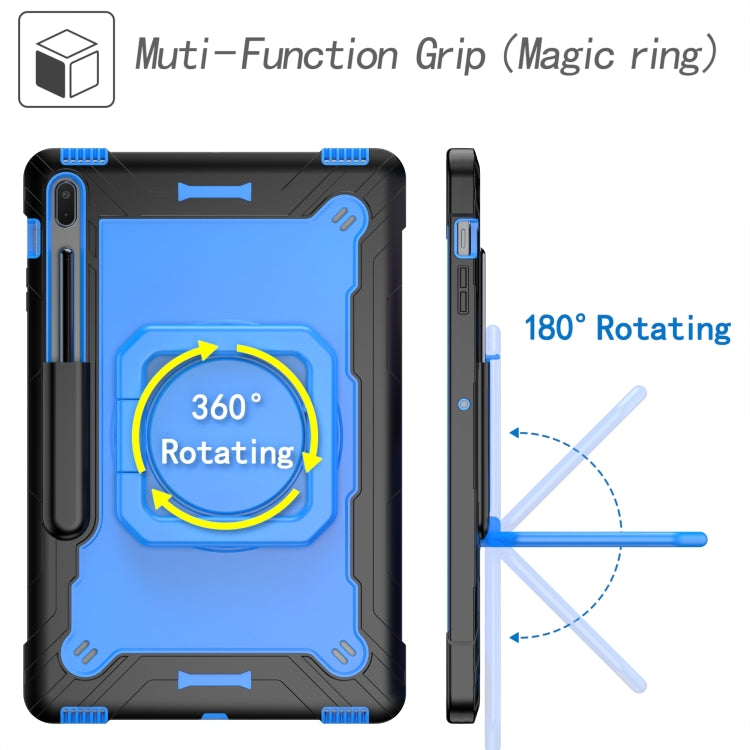 For Samsung Galaxy Tab S7+ / S8+ / S7 FE Silicone + PC Bracelet Holder Tablet Case(Black + Blue) by bashfashion