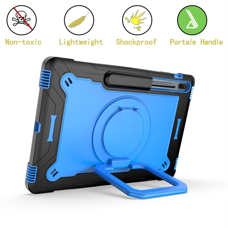 For Samsung Galaxy Tab S7+ / S8+ / S7 FE Silicone + PC Bracelet Holder Tablet Case(Black + Blue) by bashfashion