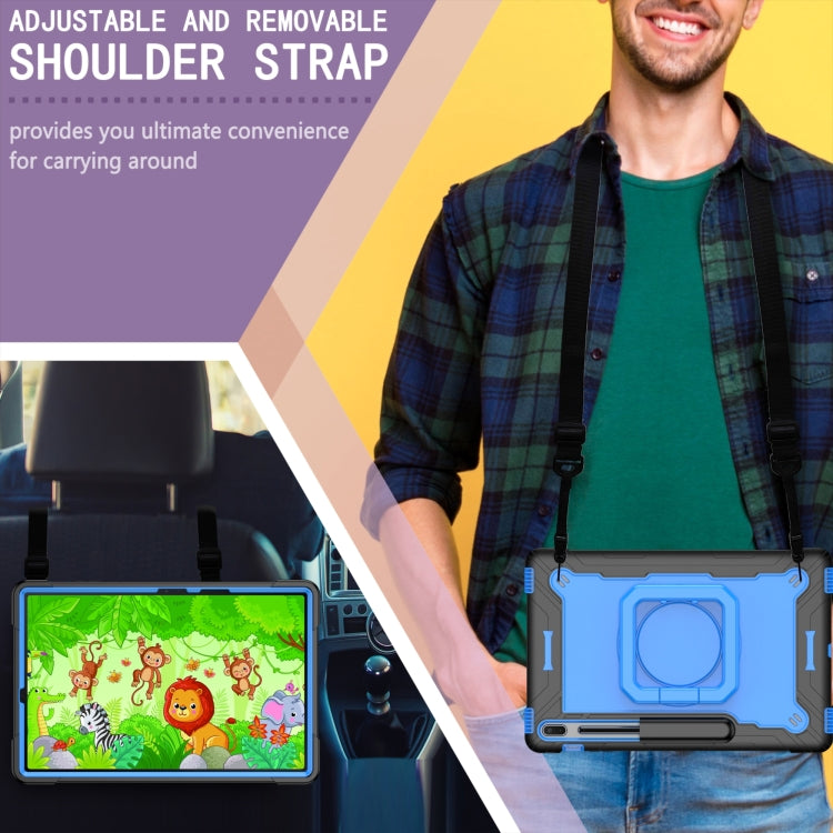 For Samsung Galaxy Tab S7+ / S8+ / S7 FE Silicone + PC Bracelet Holder Tablet Case(Black + Blue) by bashfashion