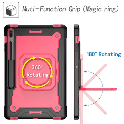 For Samsung Galaxy Tab S7+ / S8+ / S7 FE Silicone + PC Bracelet Holder Tablet Case(Black + Rose Red) by bashfashion