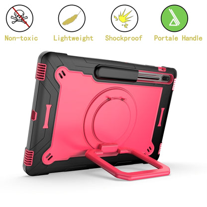 For Samsung Galaxy Tab S7+ / S8+ / S7 FE Silicone + PC Bracelet Holder Tablet Case(Black + Rose Red) by bashfashion