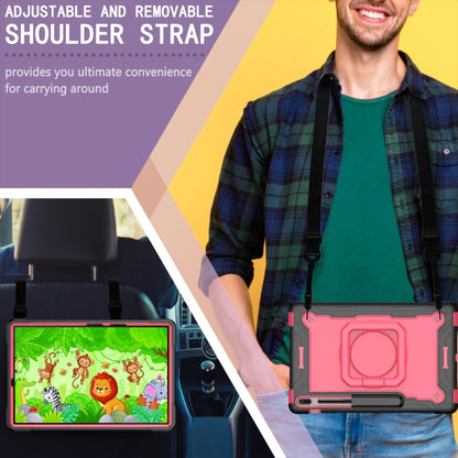 For Samsung Galaxy Tab S7+ / S8+ / S7 FE Silicone + PC Bracelet Holder Tablet Case(Black + Rose Red) by bashfashion