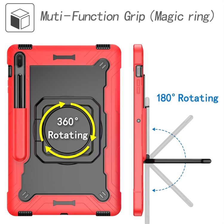 For Samsung Galaxy Tab S7+ / S8+ / S7 FE Silicone + PC Bracelet Holder Tablet Case(Red + Black) by bashfashion