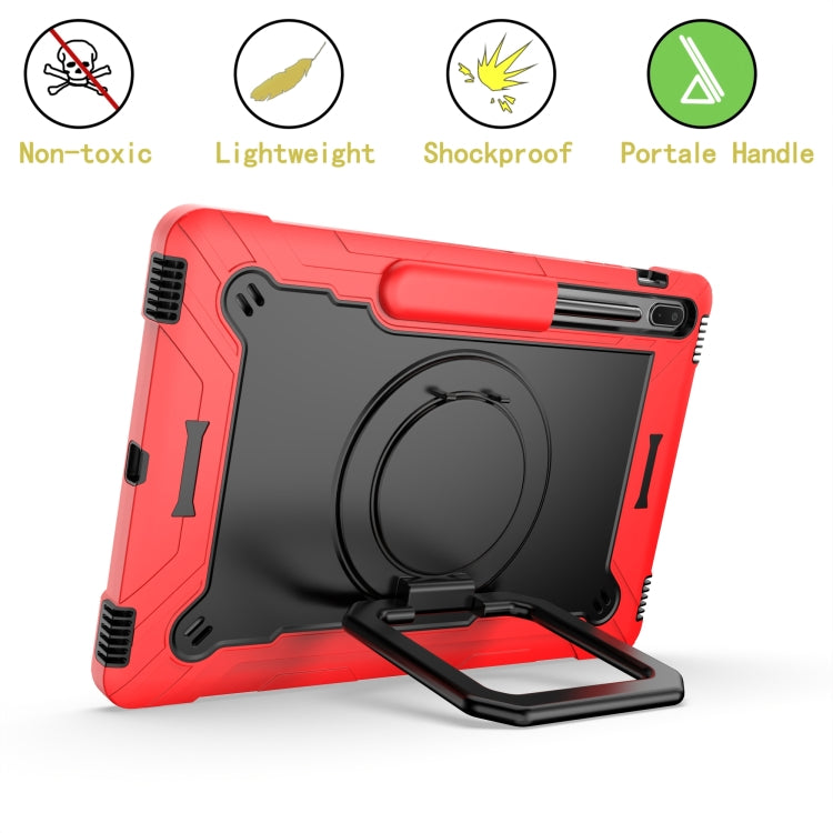 For Samsung Galaxy Tab S7+ / S8+ / S7 FE Silicone + PC Bracelet Holder Tablet Case(Red + Black) by bashfashion